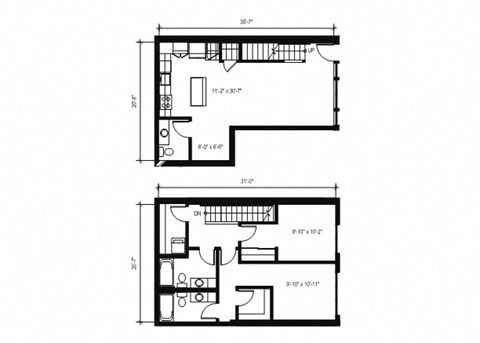 Stack House Apartments in Seattle, Washington 2x2.5 Townhome Floor Plan